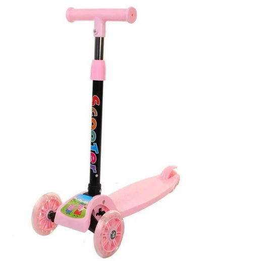 Folding Kids Scooter Tricycle Ride Toys with Flashing Light Wheels Pink