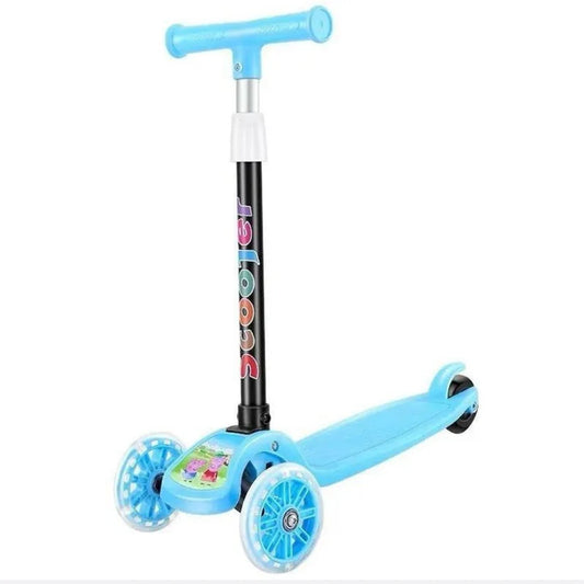 Folding Kids Scooter Tricycle Ride Toys with Flashing Light Wheels Blue